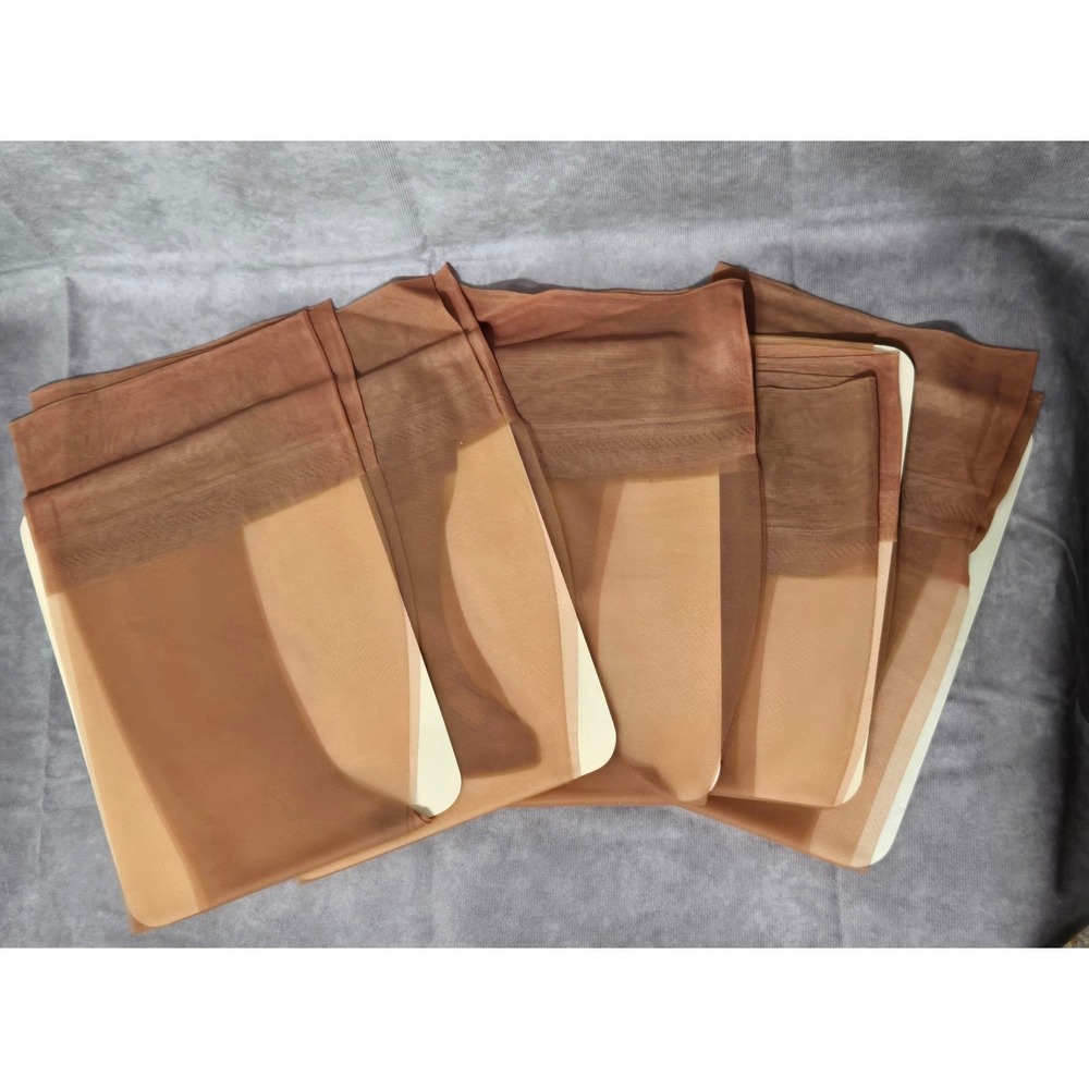 Tina Micro Suntan Stockings 5 Pair Vintage MCM Pinup Size 10